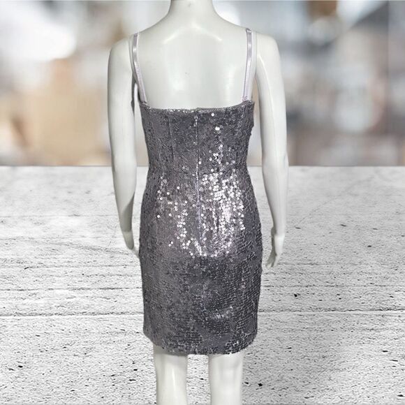 BCBG Violet Sequin Dress Removable Straps - Picture 5 of 8